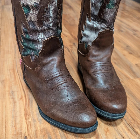 Western Boots Vegan Leather Round Toe Camo Brown Women's Size 6 Realtree Girl‎ - Picture 9 of 13